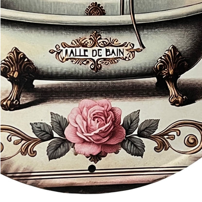 Decorative soap dish with pink rose design and 'Jalle de Bain' branding.