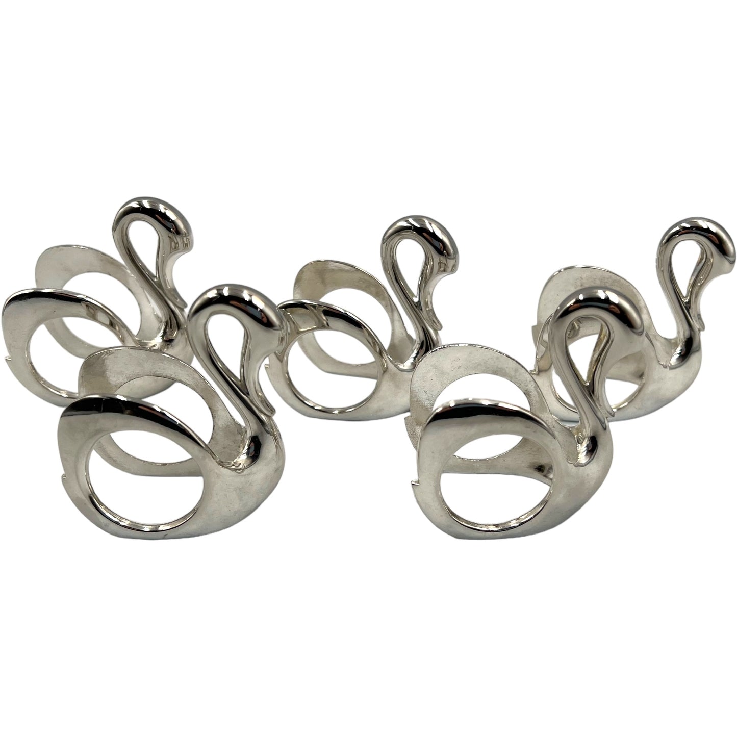 set of French silver plated napkin rings shaped as swans