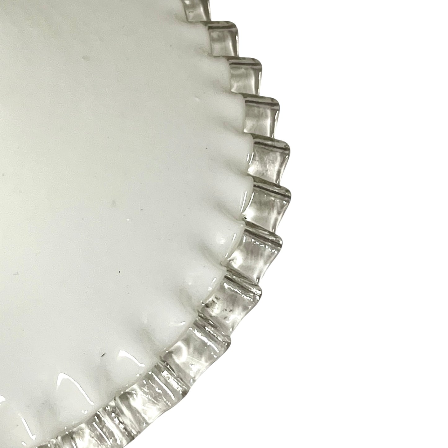 French milk glass frilled edged lampshade
