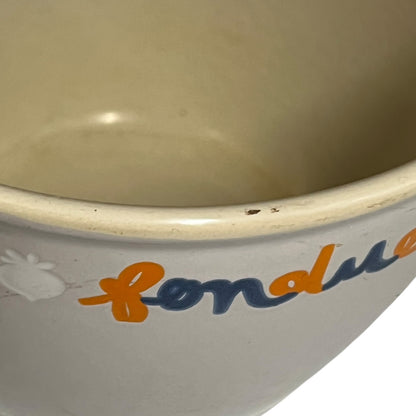 Vintage Le Creuset Fondue Pan, Cast Iron Saucepan with Vegetable Pattern (A33)