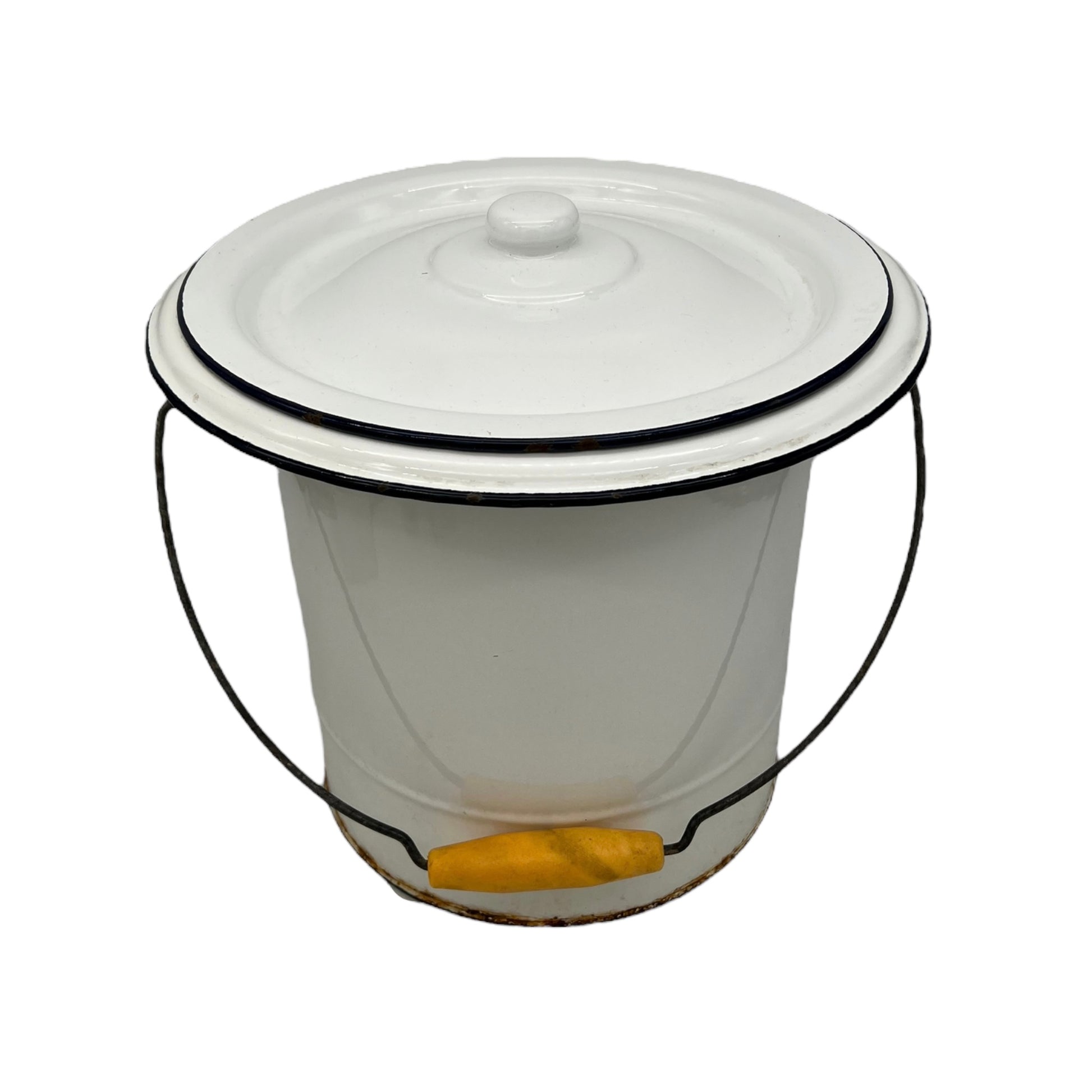 image 3 French vintage enamel lidded bucket