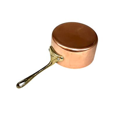 Vintage French Copper Saucepan – 10cm Small Aluminium Lined Pan with Brass Handle