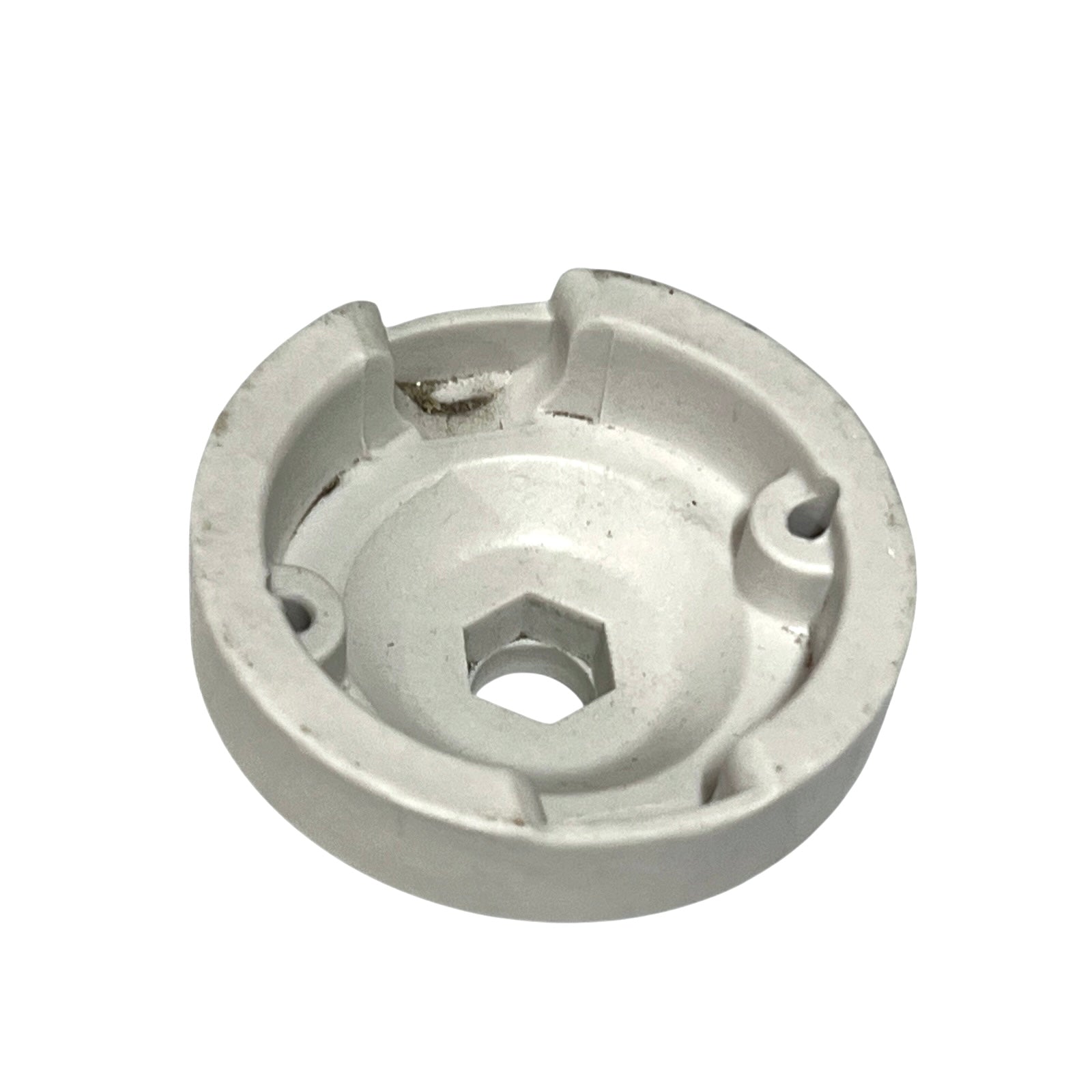 White ceramic French vintage ceiling rose on a white background