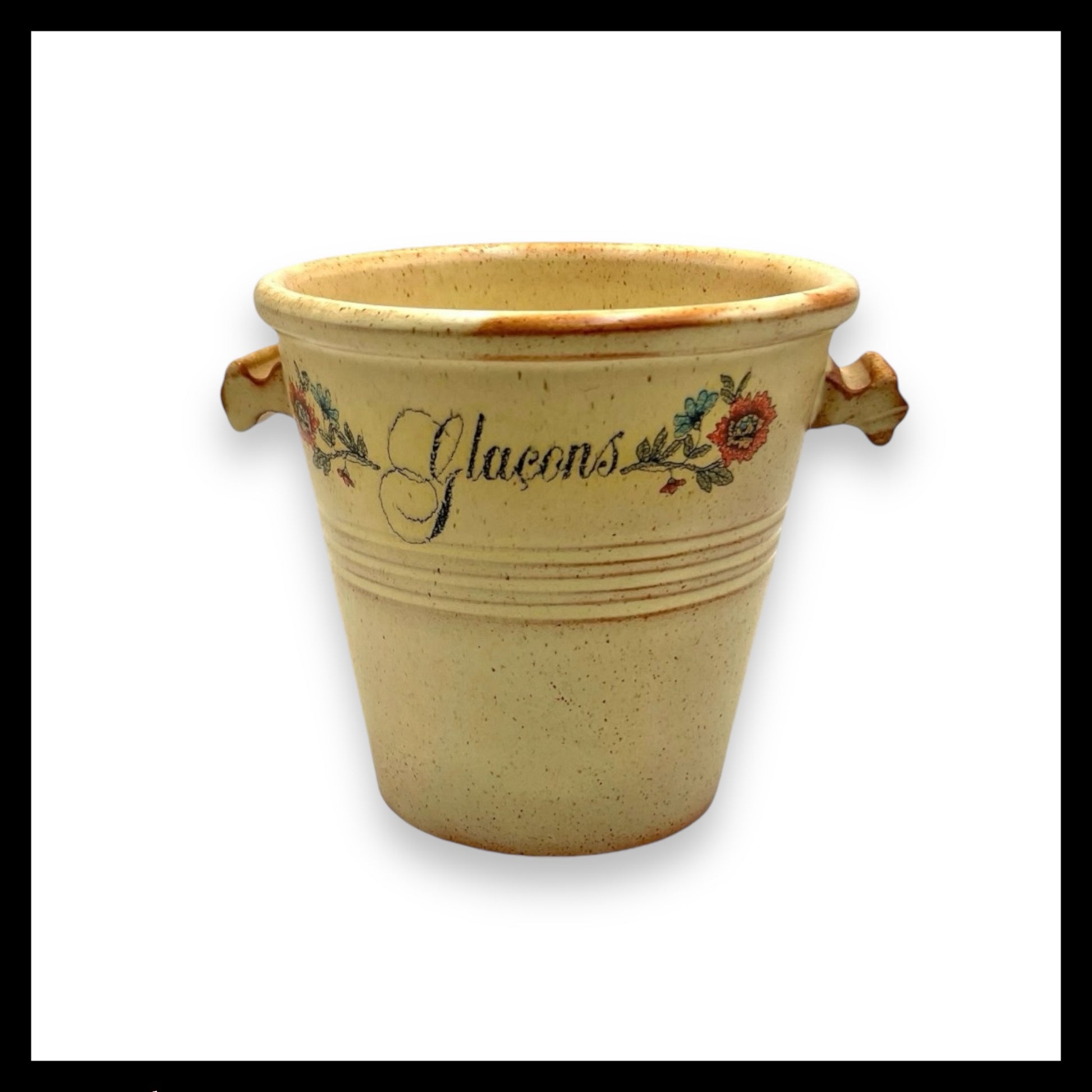 Vintage French Ice Bucket, Stoneware Ice Cube Bucket, ideal for Home Bar for sale by All Things French Store