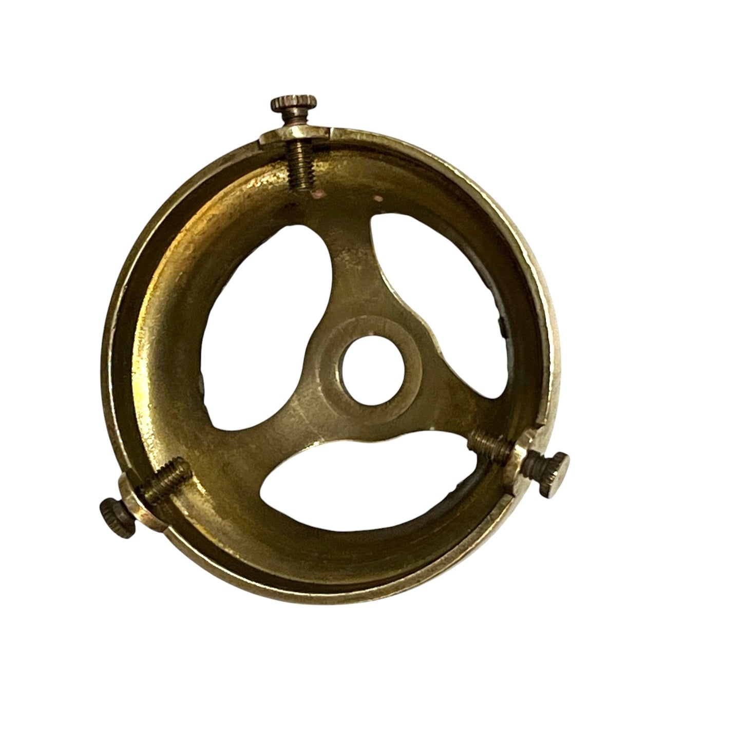 Brass vintage lampshade holder on a white background