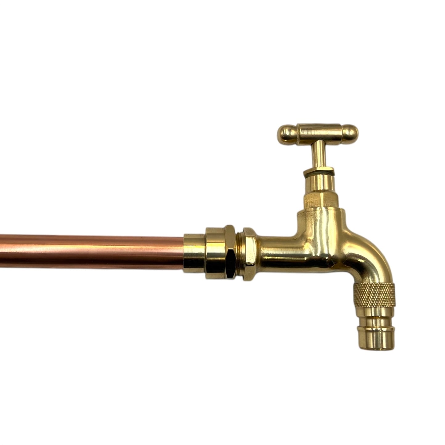 Pair of Vintage Style Wall Mounted Taps, Brass and Copper, Custom Size (T30)