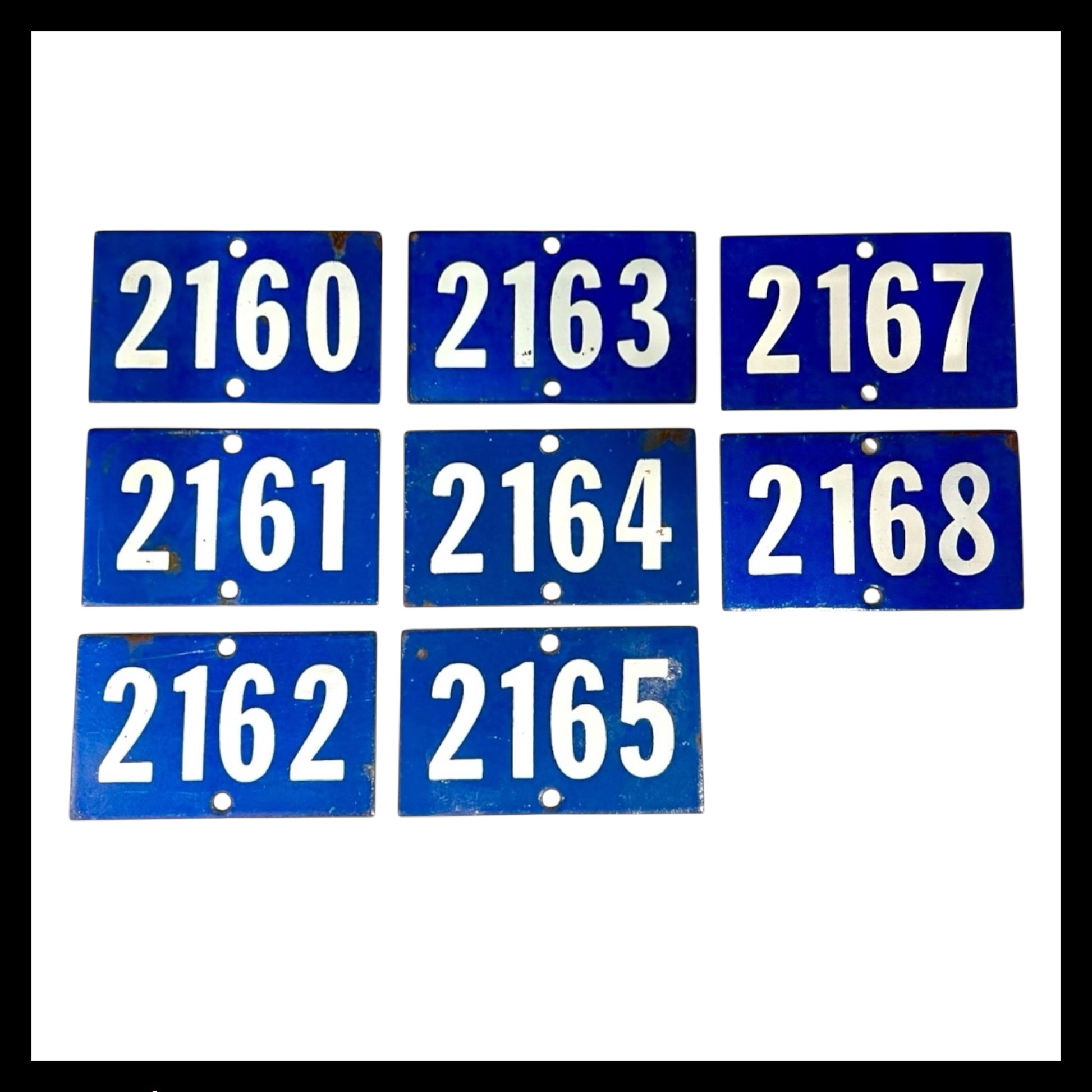 Vintage French Blue Enamel Door Number or Gatepost Numbers 