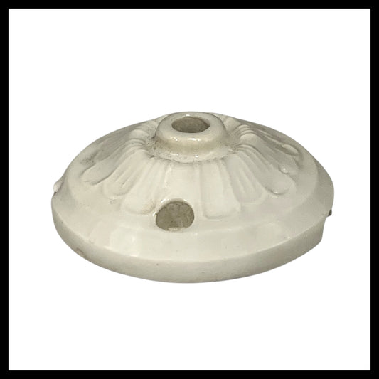 Vintage French Ceramic Ceiling Rose, Chandelier Ceiling Fitting Wire Cover for sale from All Things French Store