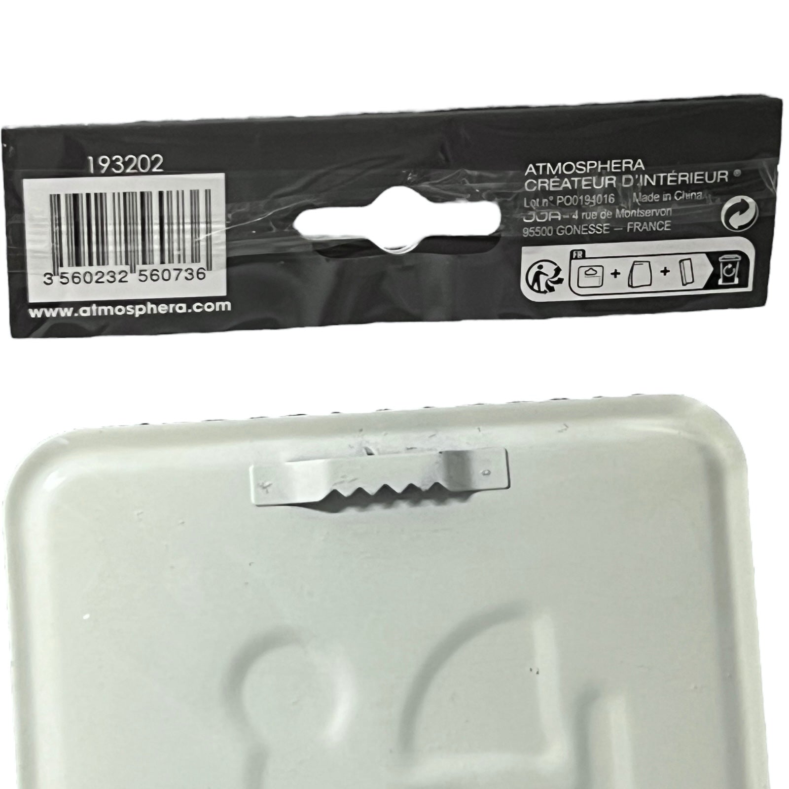 back of sign on a white background, featuring Atmosphera branding.