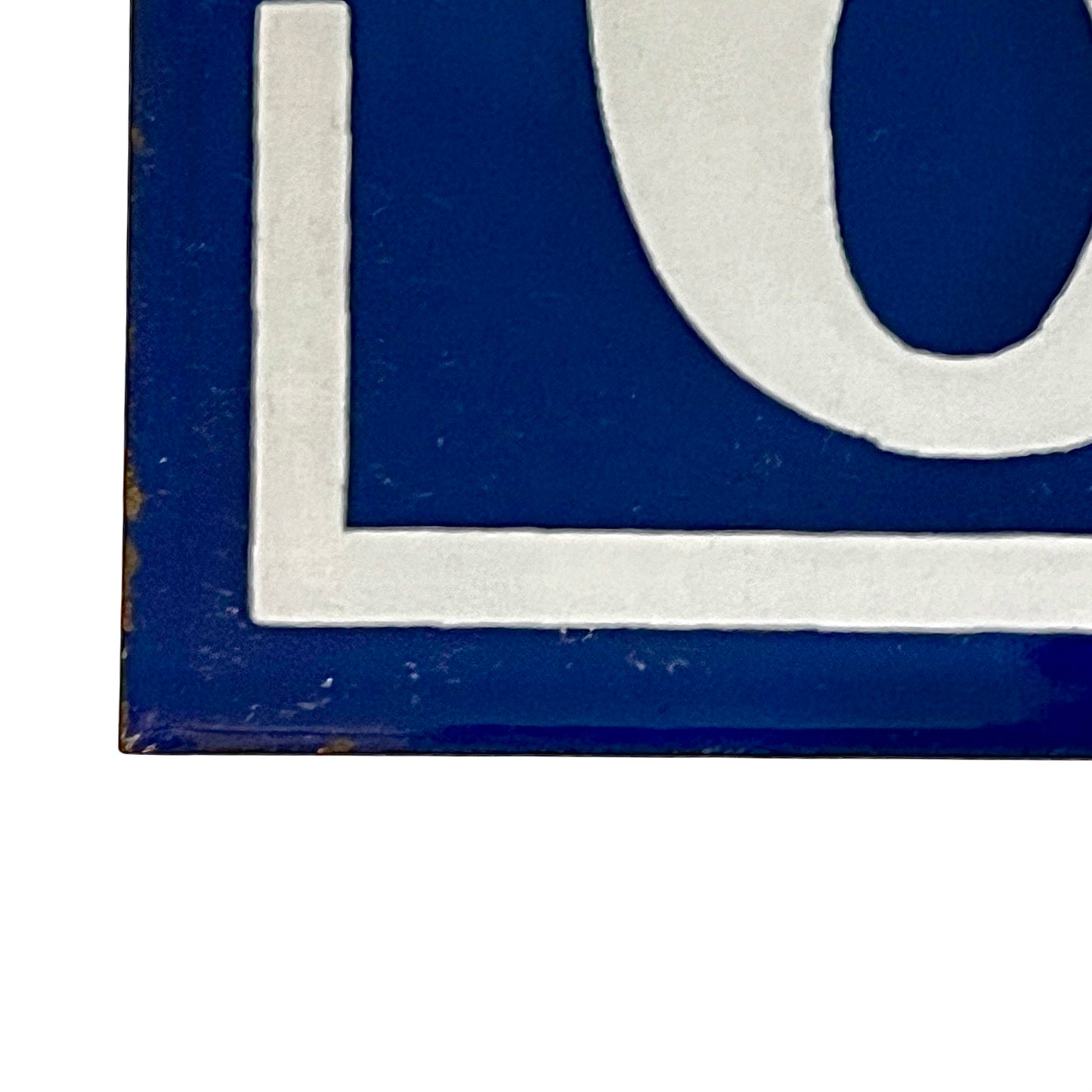 Original French Enamel House Number 67 Sign – Vintage Blue Metal Door Plaque