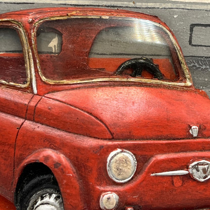 Close up of wooden Fiat 500 3d picture