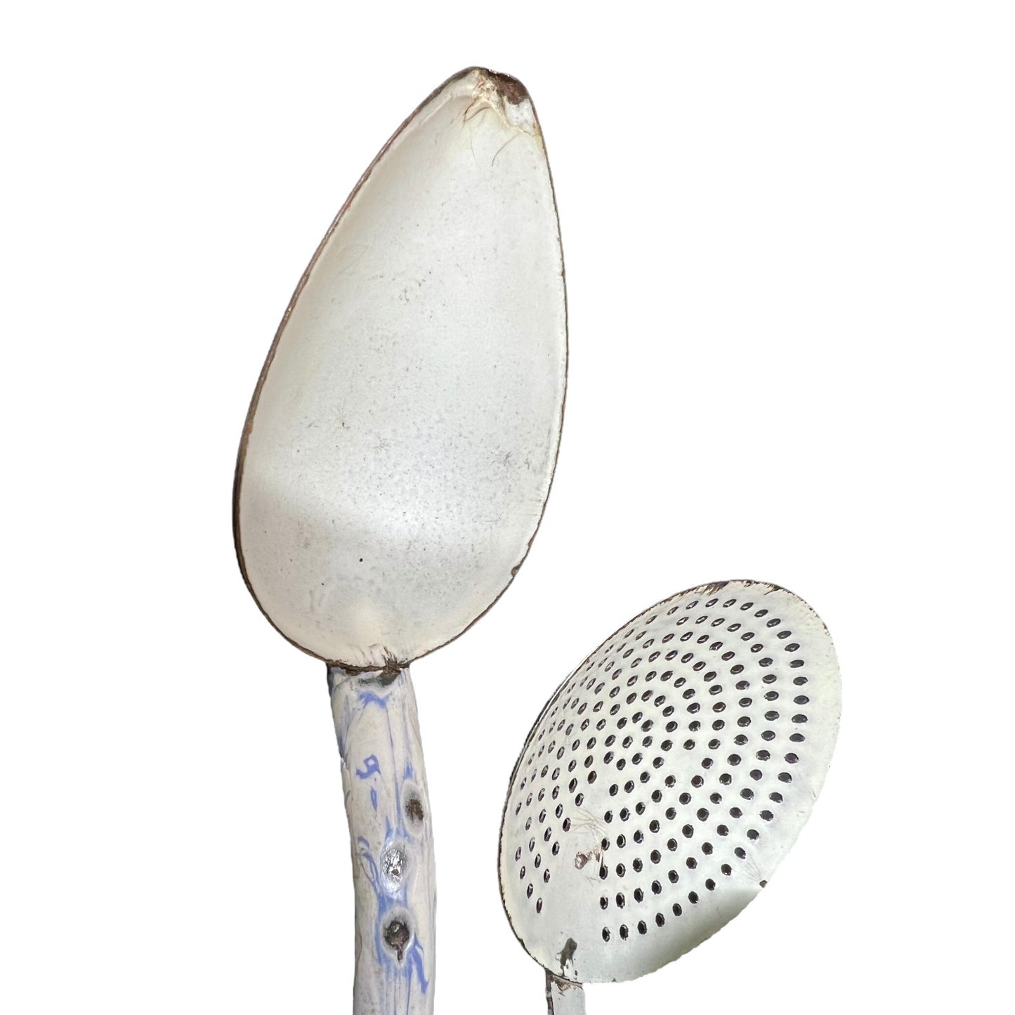 3 French vintage enamel kitchen utensils for sale 