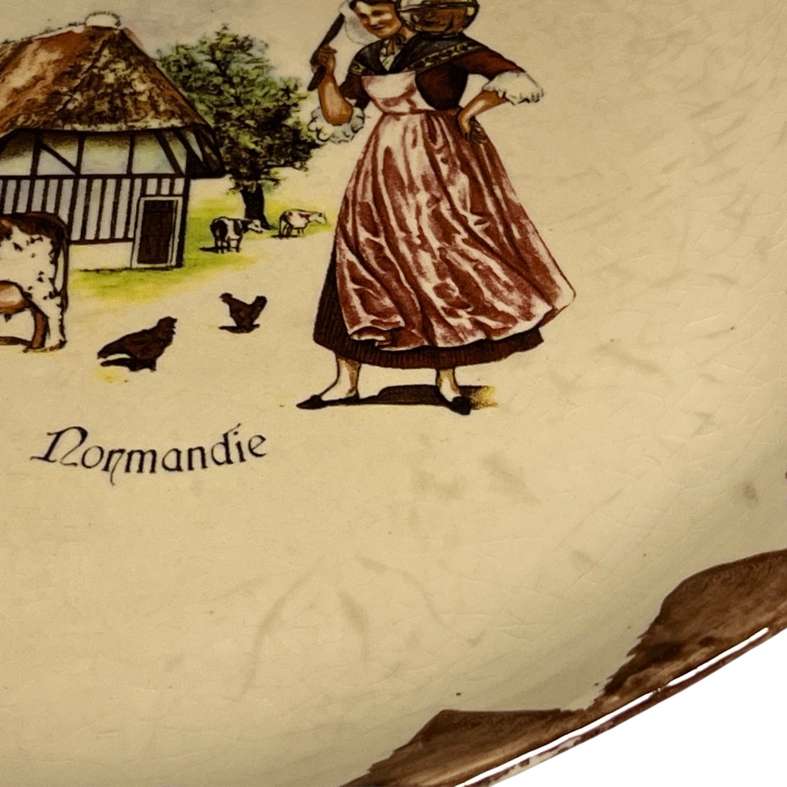 Close up of a French country style dinner plate 