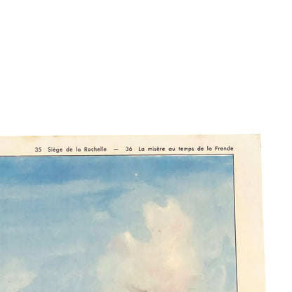Vintage French Double-Sided School Poster – Siege of La Rochelle Teaching Aid