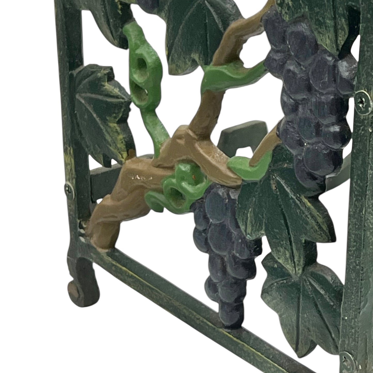 French Vintage Cast Iron Wine Bottle Rack Stand | Holds 12 Bottles | Grape Decor