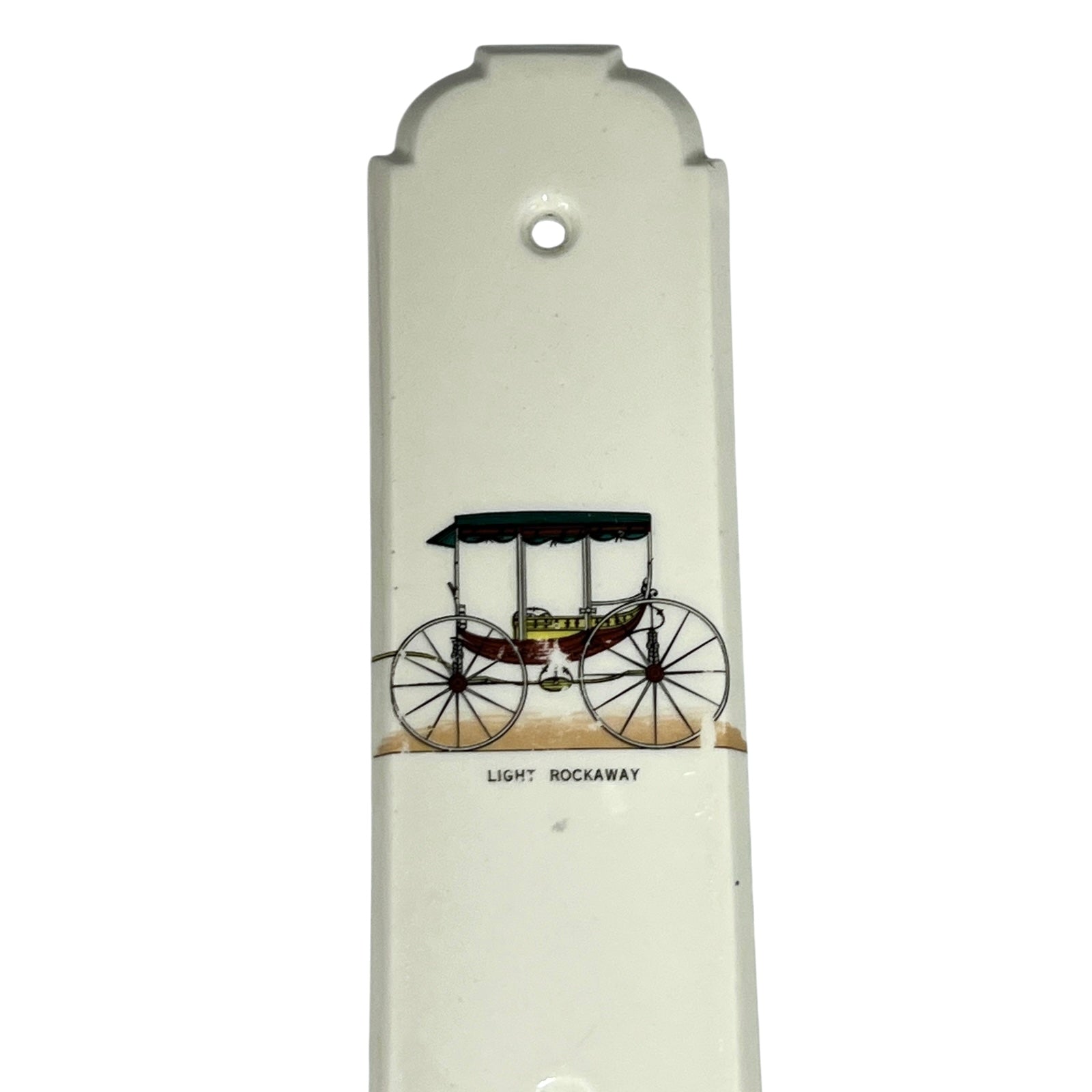 Decorative door push plate fingerplates with vintage car illustrations on a white background