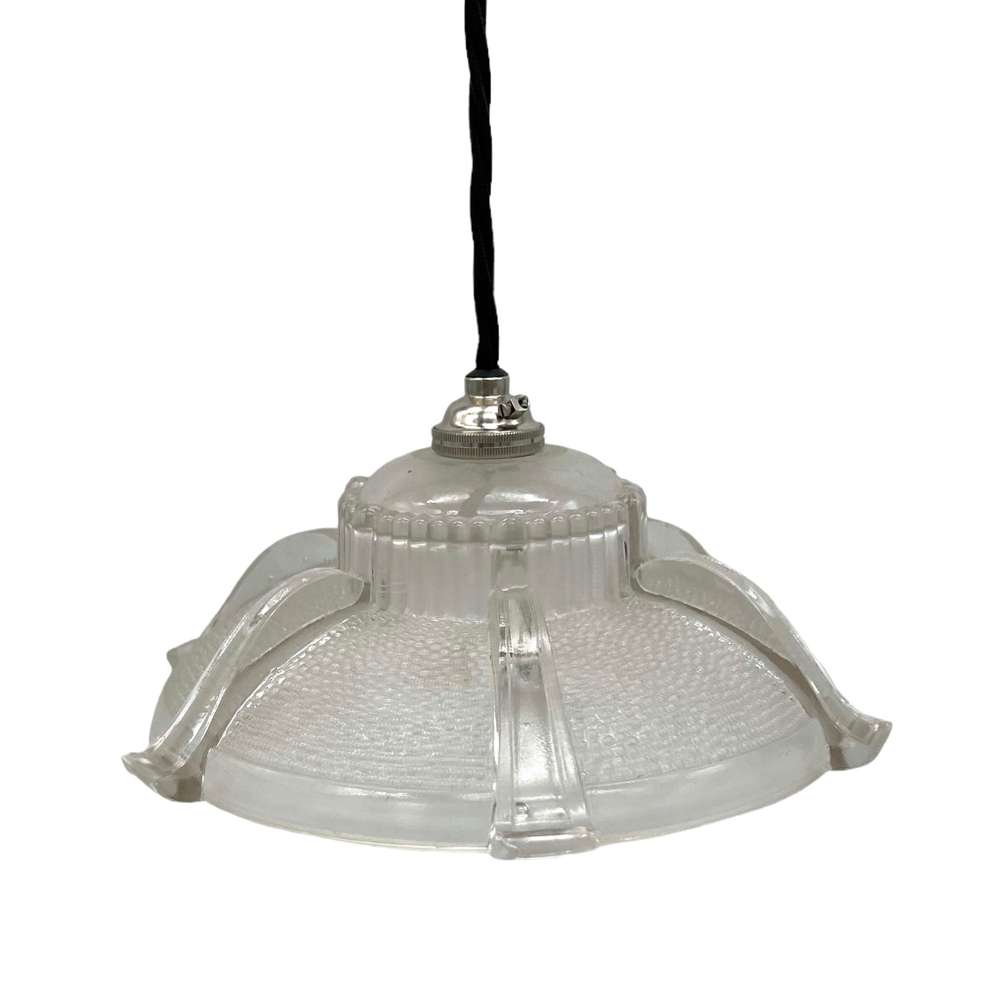 French vintage glass hanging pendant lampshade light 