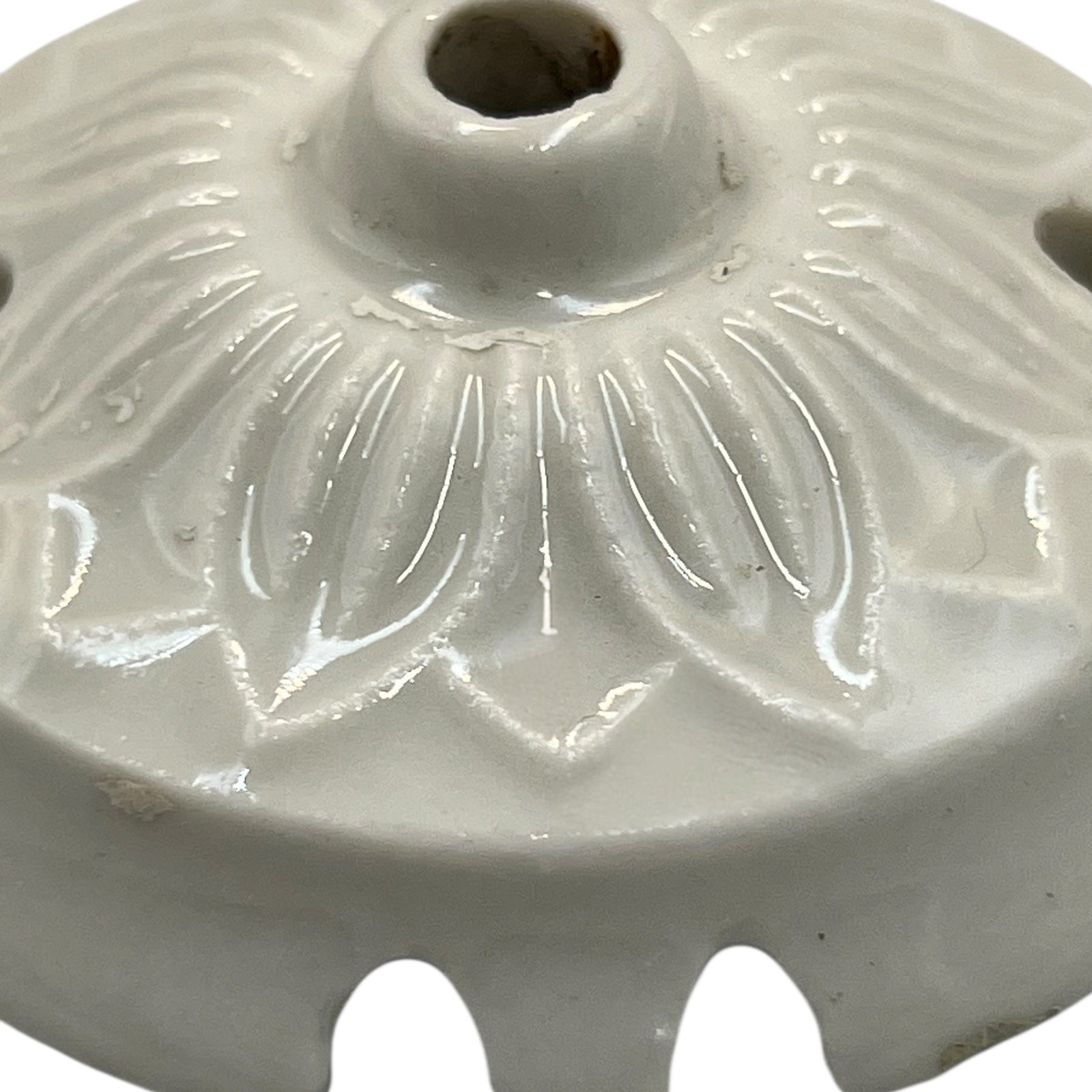 Vintage French Ceramic Ceiling Rose, Chandelier Ceiling Fitting Wire Cover 