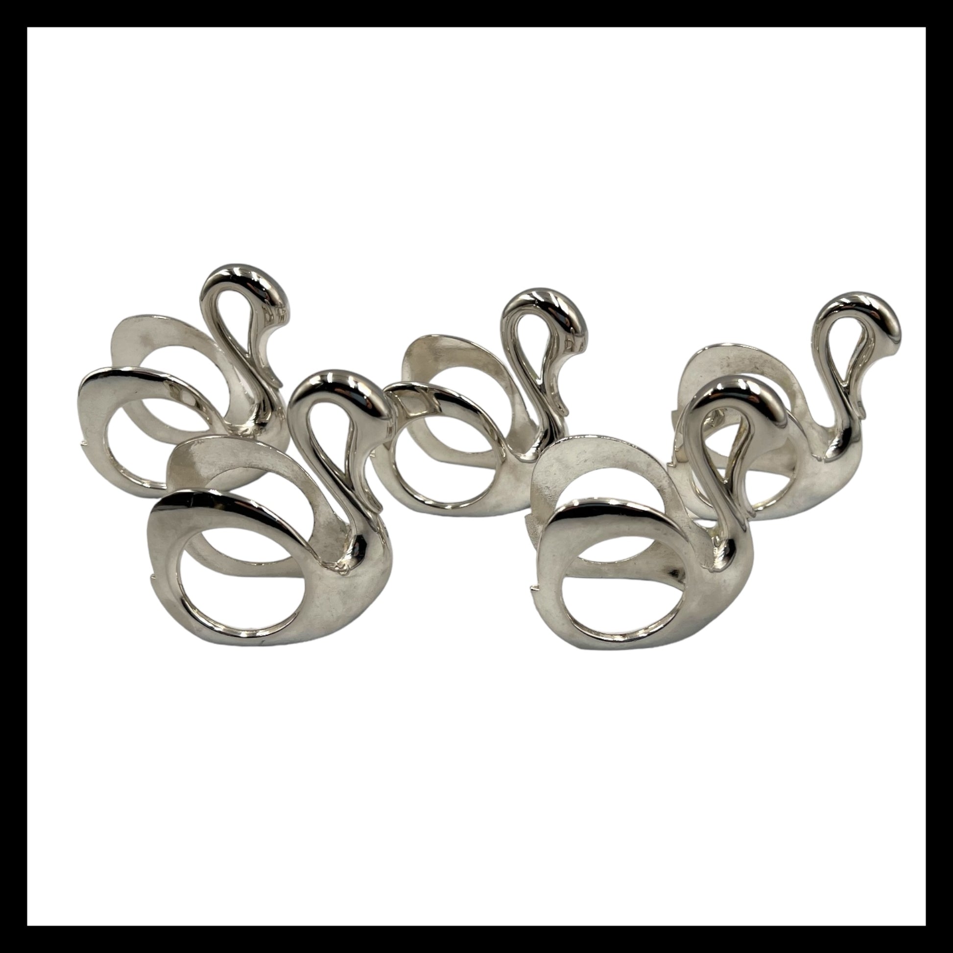 set of French silver plated napkin rings shaped as swans for sale from All Things French Store