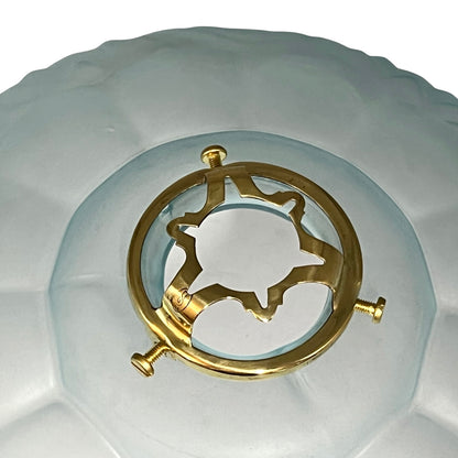 Close-up of the original brass gallery showing its distinctive vintage French design and fitting.