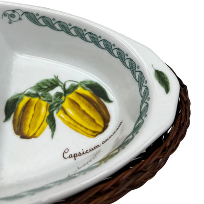 Italian porcelain appetiser or tapas dish in a small basket