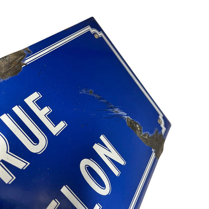 Close up of French road sign on a white background