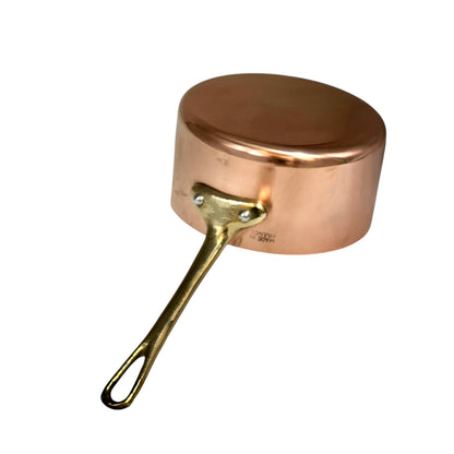 Vintage French Copper Saucepan – 12cm Small Aluminium Lined Pan with Brass Handle