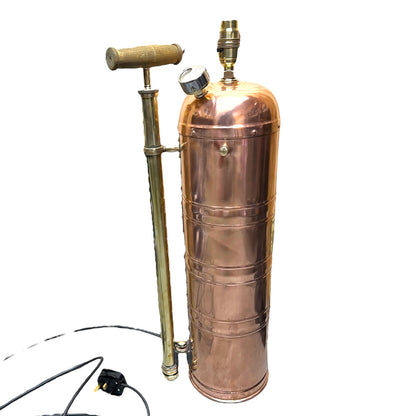 French Vintage Copper Fire Extinguisher Up Cycled Lamp, Steampunk Desk Lamp