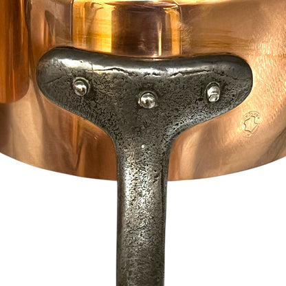 cast iron handle of copper pan