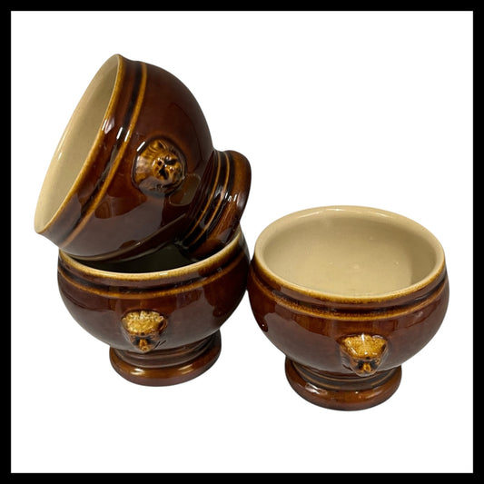 French Lions Head Handle Bowls,3 Traditional Onion Soup Bowls (A18)