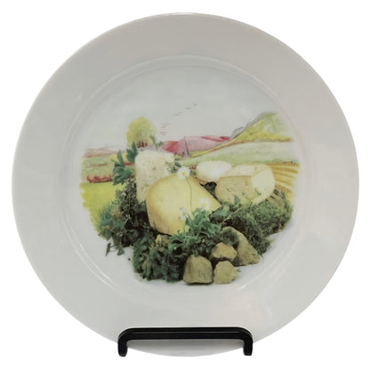 French cheese plate on a stand with a white background