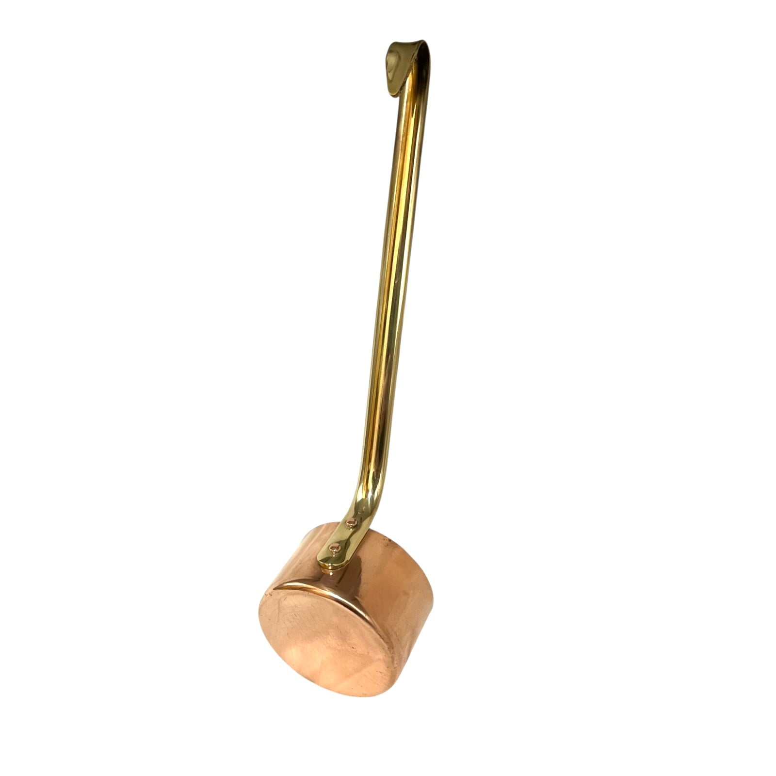French copper ladle with a brass handle  on a white background