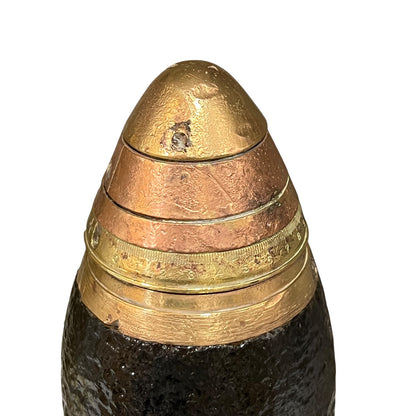 WW1 British 18 Pounder Inert Shrapnel Shell with Brass Case and Fuse