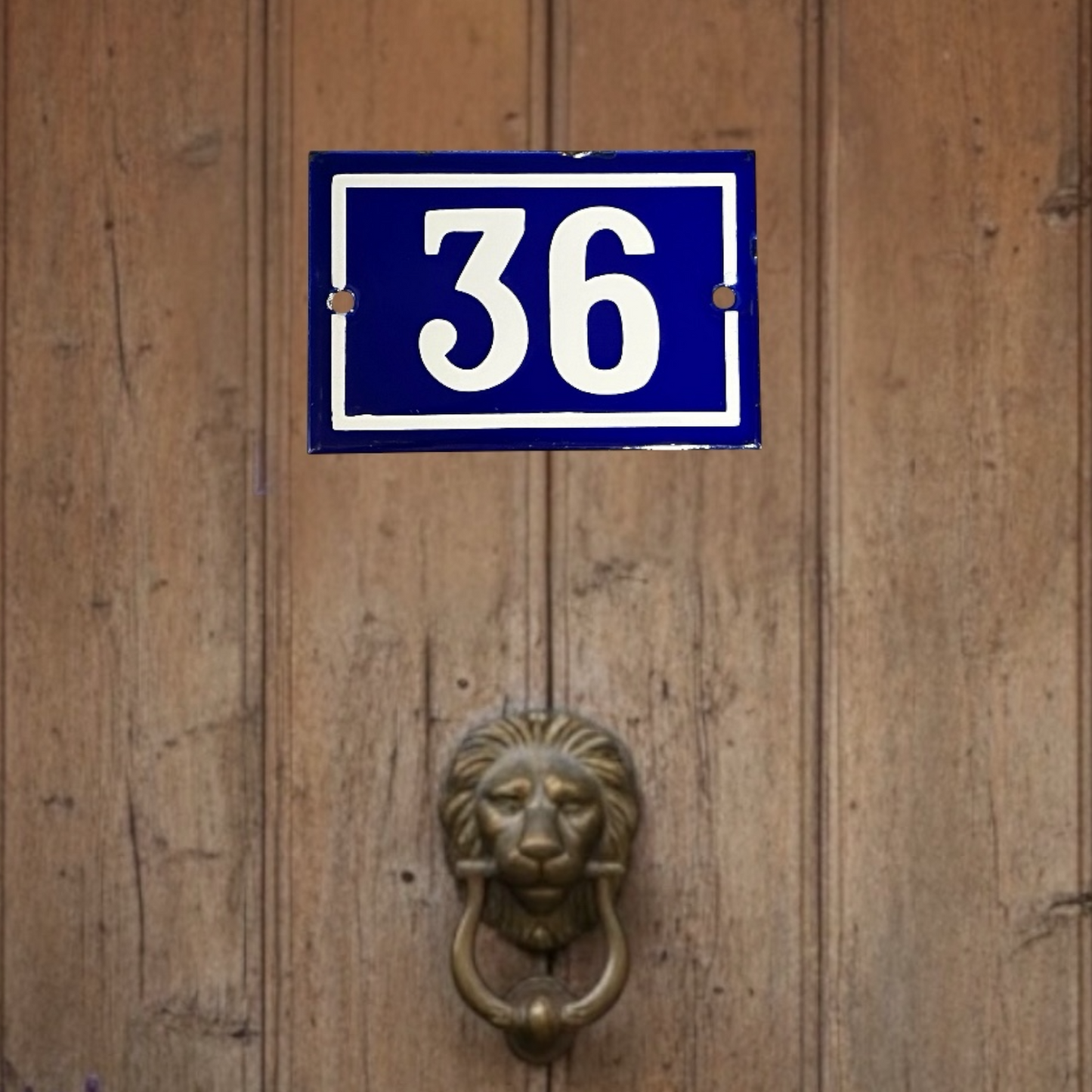 Vintage French Enamel Blue and White Door Number 36