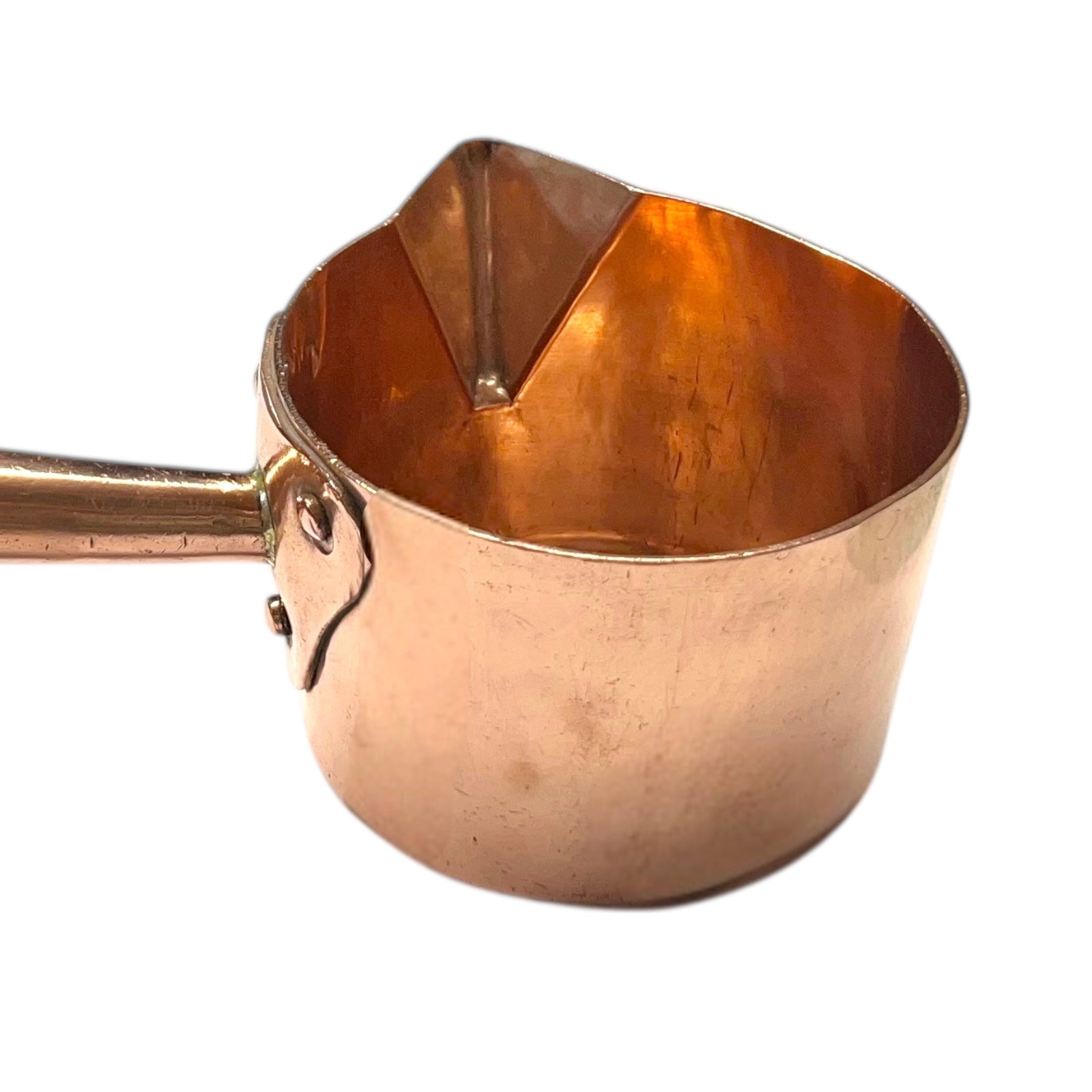Vintage French Solid 2mm Copper Pan, Chocolate or Sugar Pot - Pâtissier pan for sale 