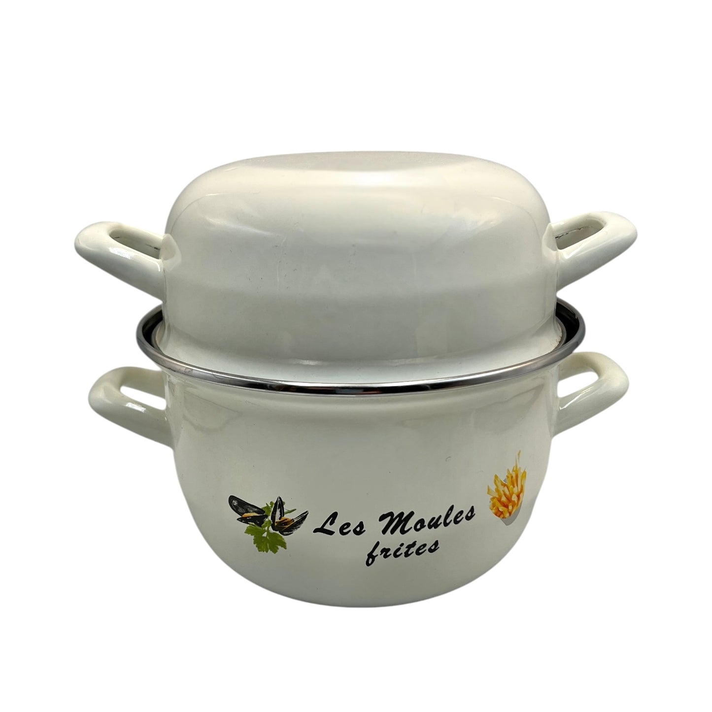 Enamel Mussels Pan, French Farmhouse Chic Les Moules Frites Pot 