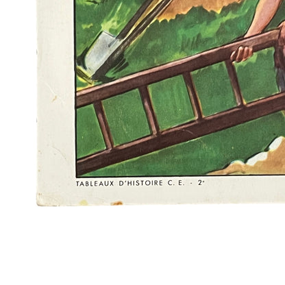 Close up of a French vintage school poster on a white background 