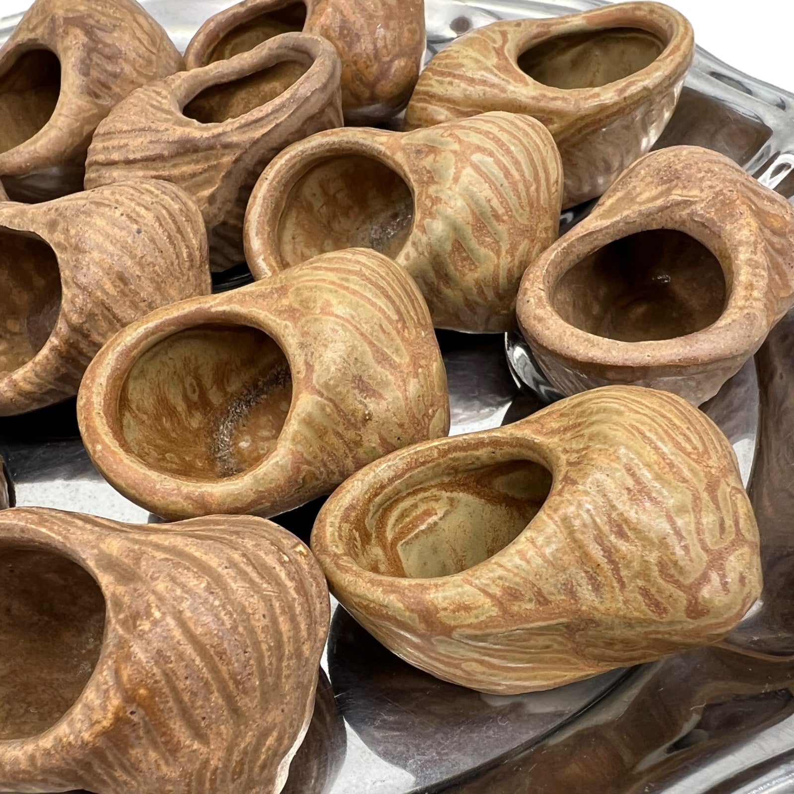 set of 12 vintage ceramic snail pots ideal for individual butter pots for sale