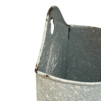 Vintage French Enamel Irrigator Pot – Rustic Garden Planter or Kitchen Wall Jug