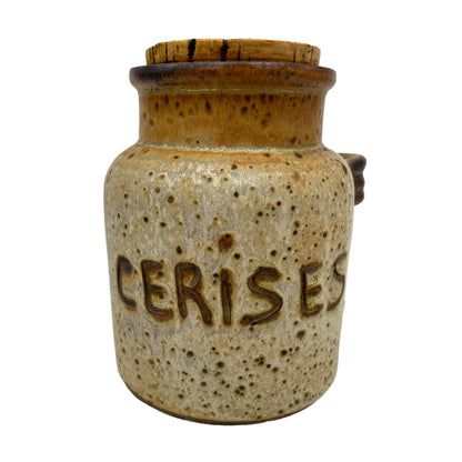 image French rustic vintage pottery cherry jar