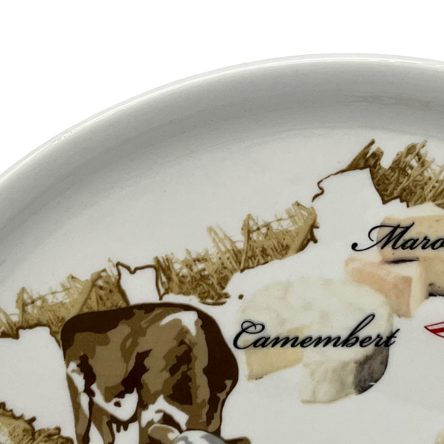 image French porcelain cheese plate decorated with cheese images