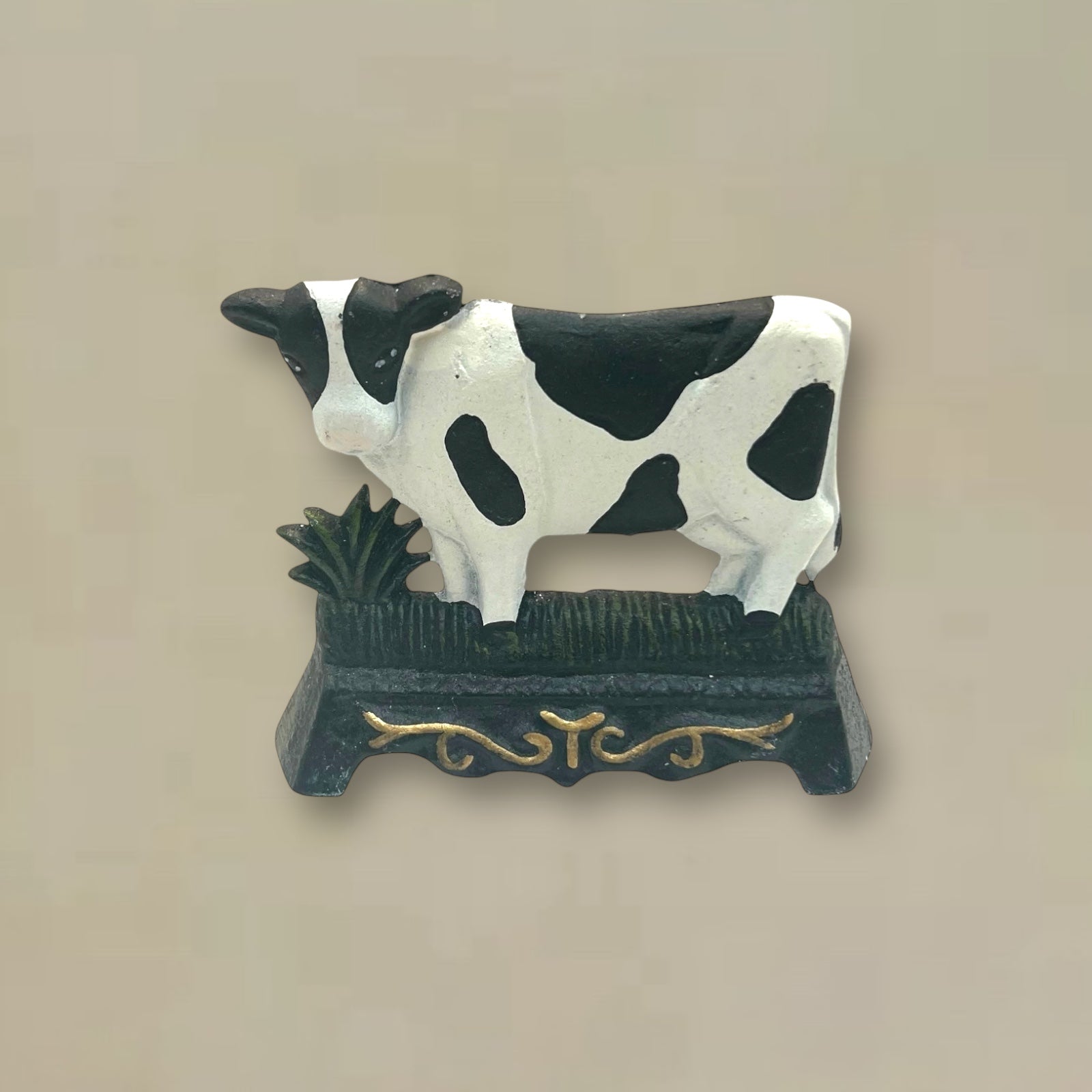 French Cast Iron Cow Door Stop, Farmhouse Chic Doorstop Wedge, Door Stay