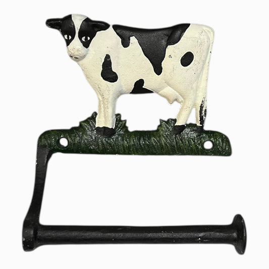 Farmhouse Cast Iron Cow Toilet Roll Holder | Vintage Style, Wall-Mounted