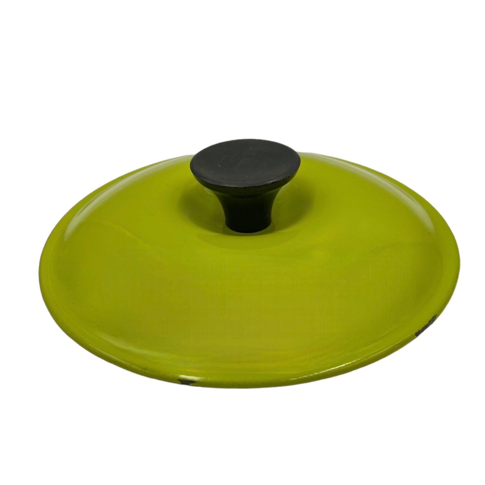 Vintage French cast iron lime green pan lid 