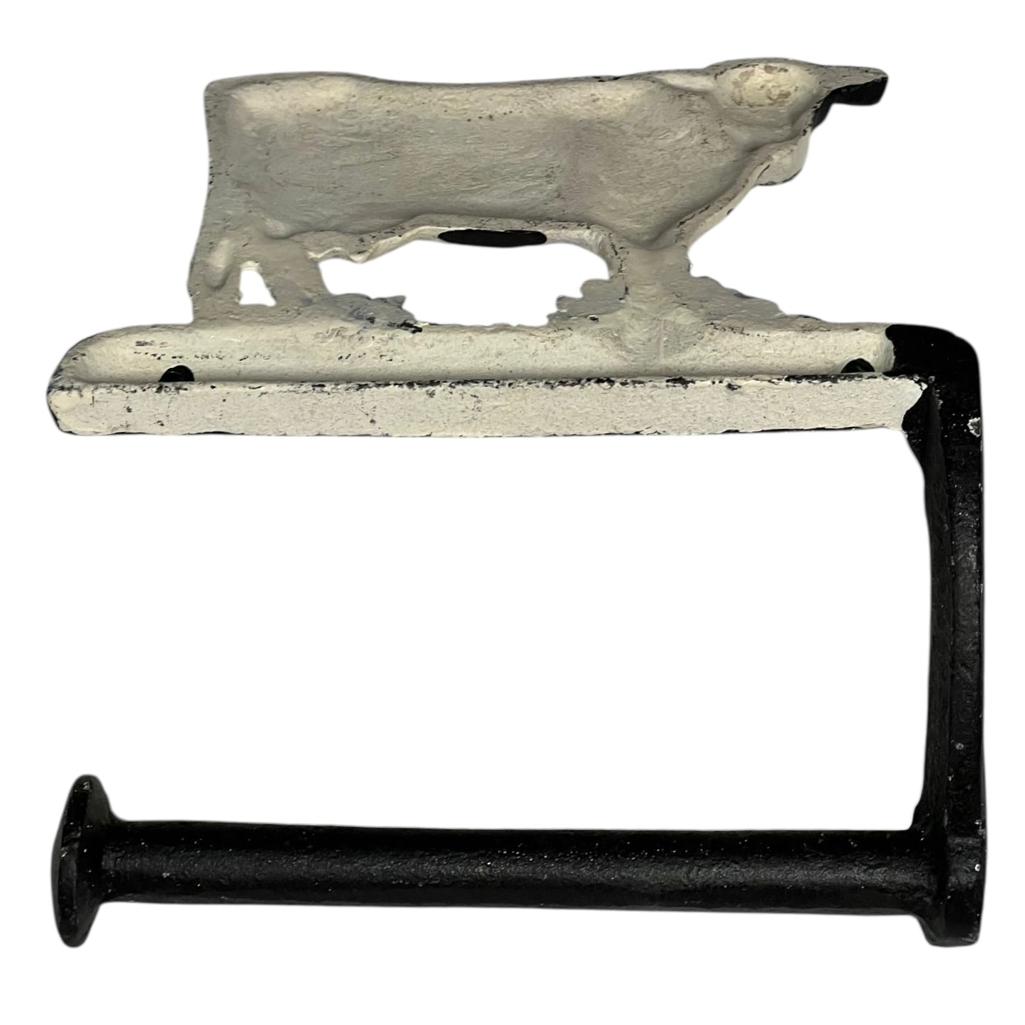Farmhouse Cast Iron Cow Toilet Roll Holder | Vintage Style, Wall-Mounted