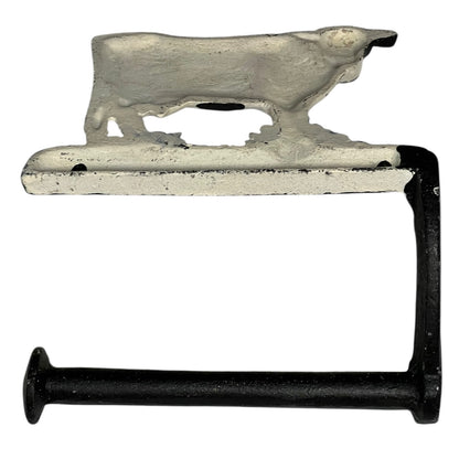 Farmhouse Cast Iron Cow Toilet Roll Holder | Vintage Style, Wall-Mounted