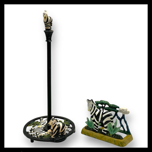 Cast Iron Zebra Kitchen Roll Holder & Serviette Holder, Country Kitchen