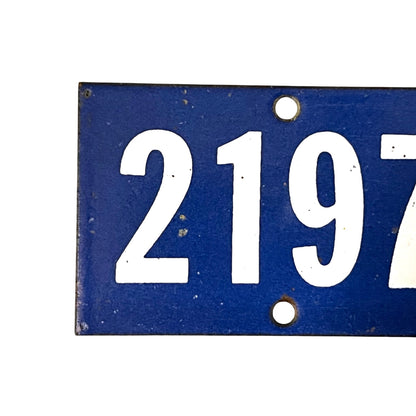 Vintage French Enamel House Number 2197 – Blue & White Door Plaque