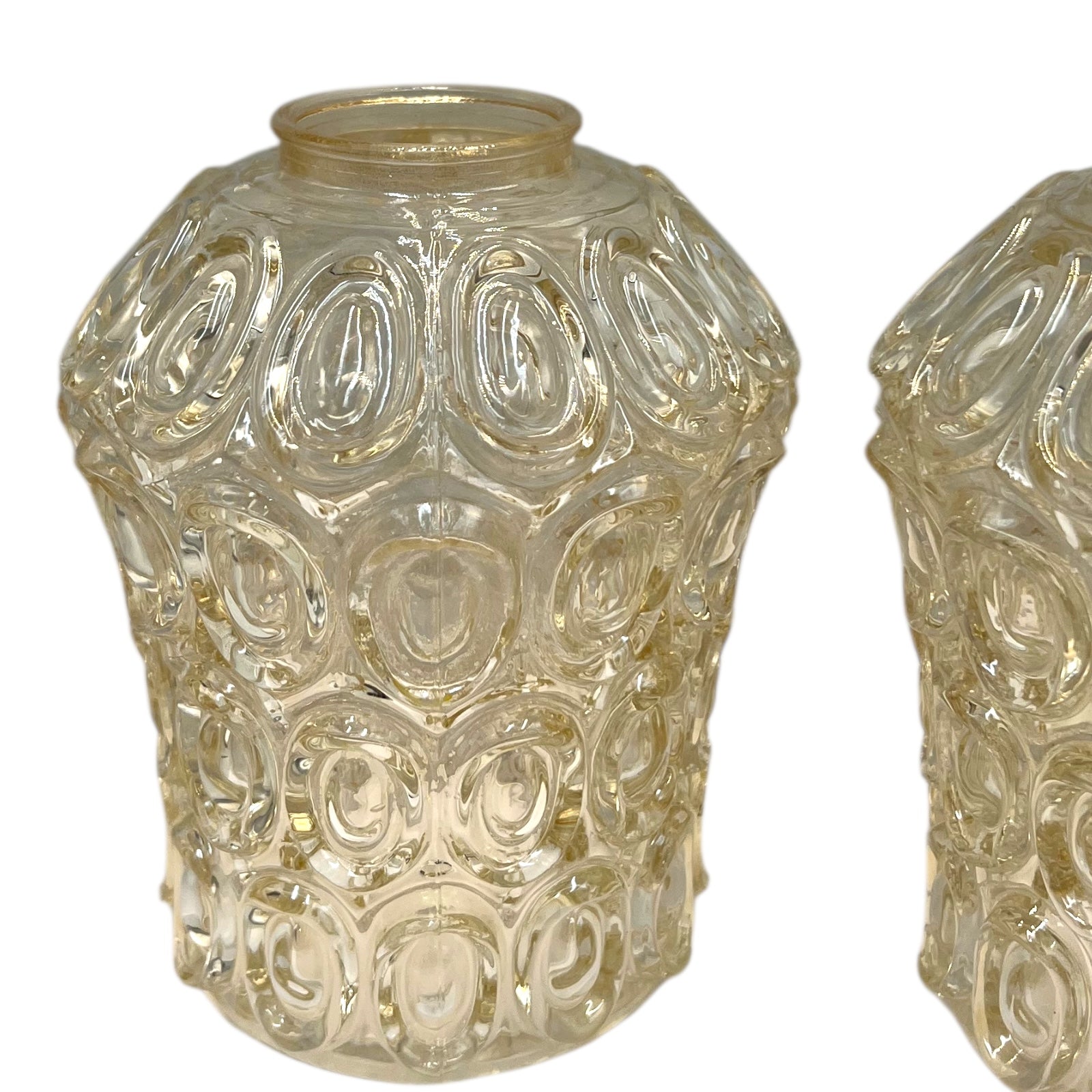 Vintage Glass Lampshades, Pair Of French Chunky Glass Light Shades for sale from All Things French Store