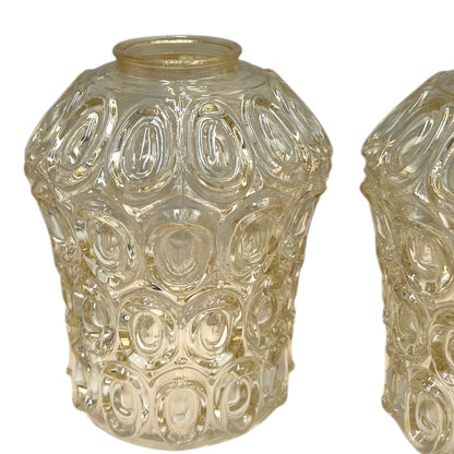 Vintage Glass Lampshades, Pair Of French Chunky Glass Light Shades for sale from All Things French Store